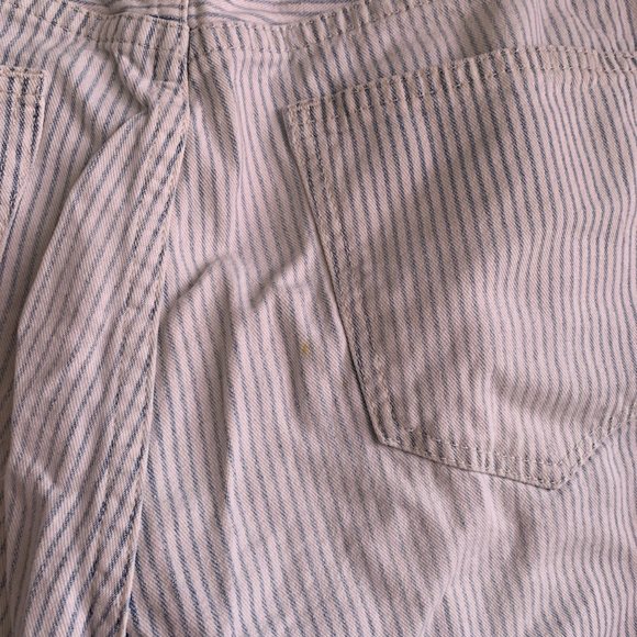 Madewell Light Blue Railroad Stripe Striped Button Fly Linen Nautical Shorts - Picture 5 of 5
